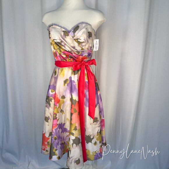 Sheri Lee Dresses & Skirts - NWT Sheri Lee Juniors Watercolor Floral Strapless Dress